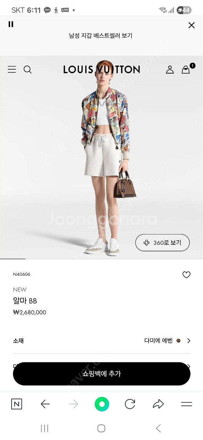 정품 루이비통 알마 bb 다미에 가격내림--8