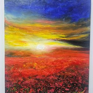 (원화) 6호 캔버스 유화그림 양귀비꽃 풍경 서양화