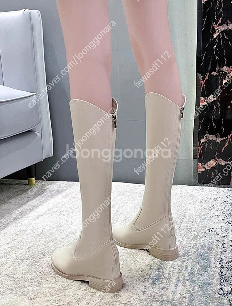 화이트 롱부츠 새 것 봄가을겨울--0