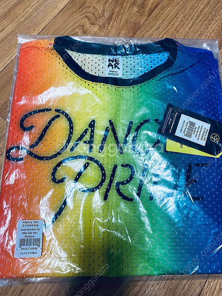 줌바웨어 무지개메쉬티--1