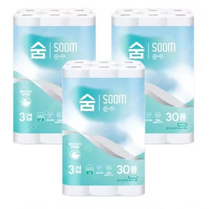 숨 천연 순수 화장지 30롤×3팩(총90롤)무료배송21000원