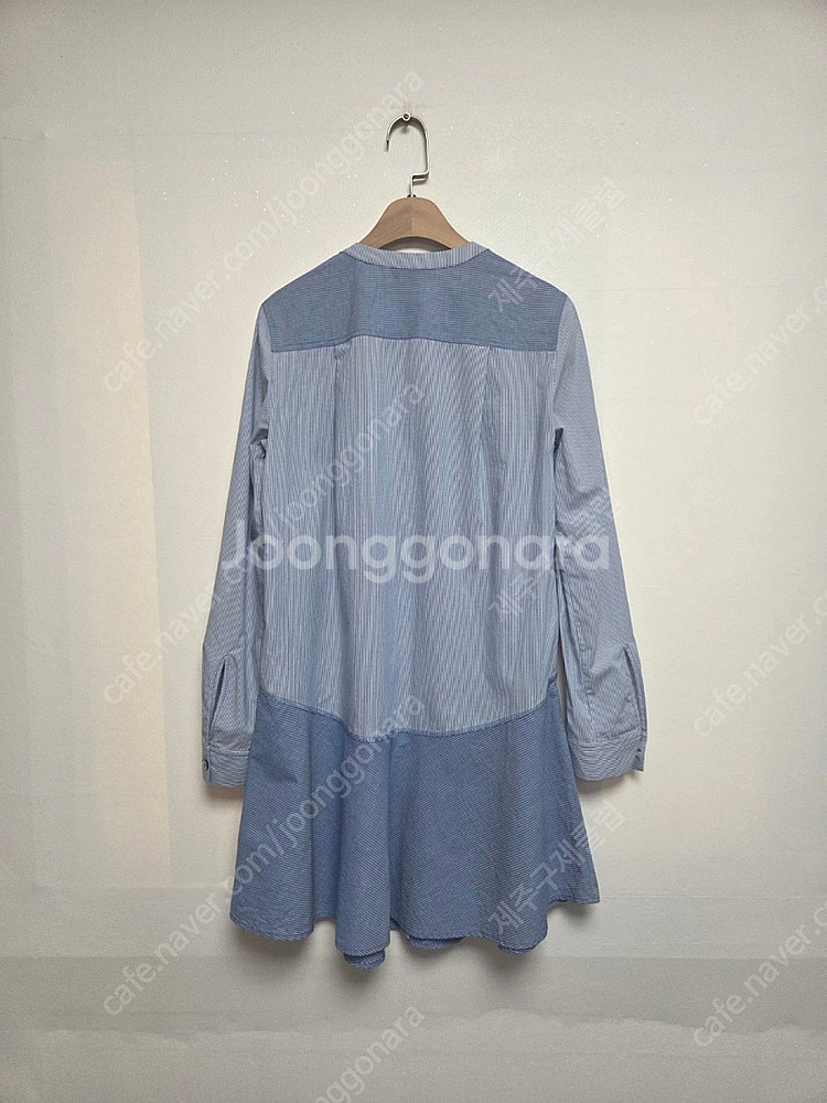 산드로 스트라이프 라운드 카라 셔츠 원피스 블루(S)--1