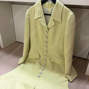 트위드 머메이드 롱원피스 플라워 단추 돌잔치 하객룩 예복 미샤 모조에스핀