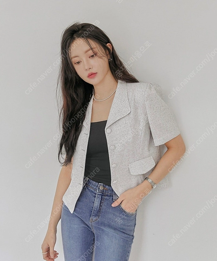 커먼유니크 그레이 카라 트위드 자켓 이미지