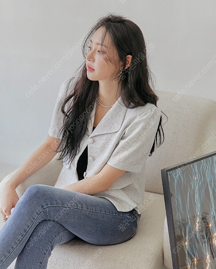 커먼유니크 그레이 카라 트위드 자켓 이미지