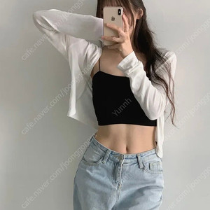 크롭 가디건 블랙 아이보리
