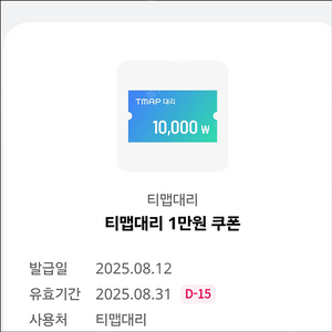 티맵대리 1만원 쿠폰 1장 1000원