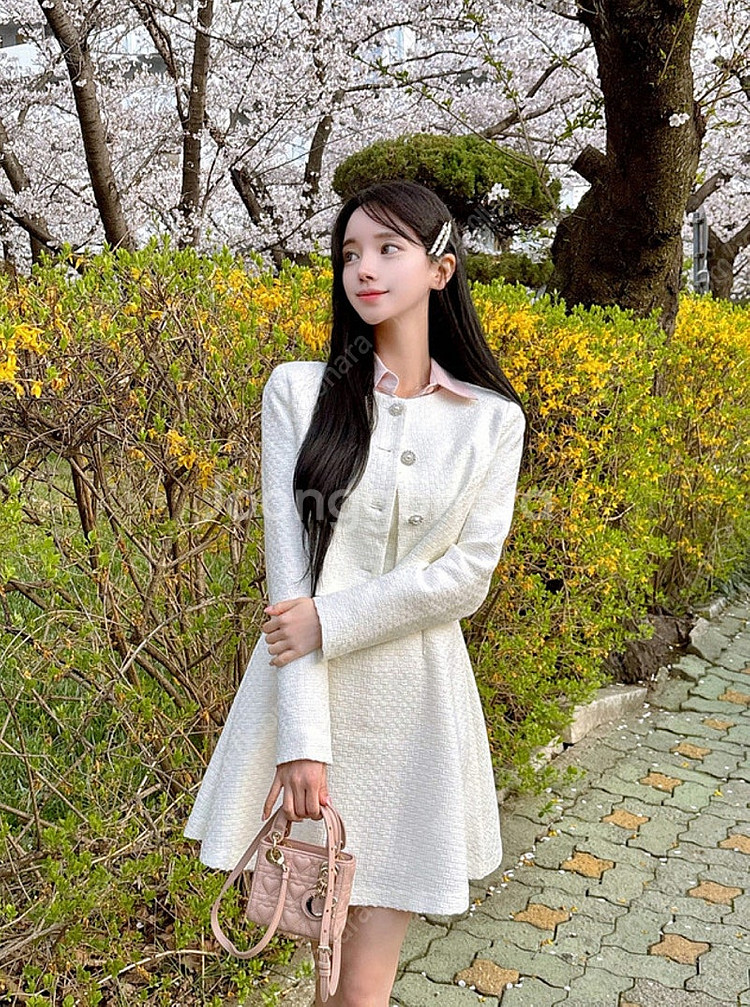 (새상품) 메이윤 제작 스프링 트위드 미니원피스 아이보...--3