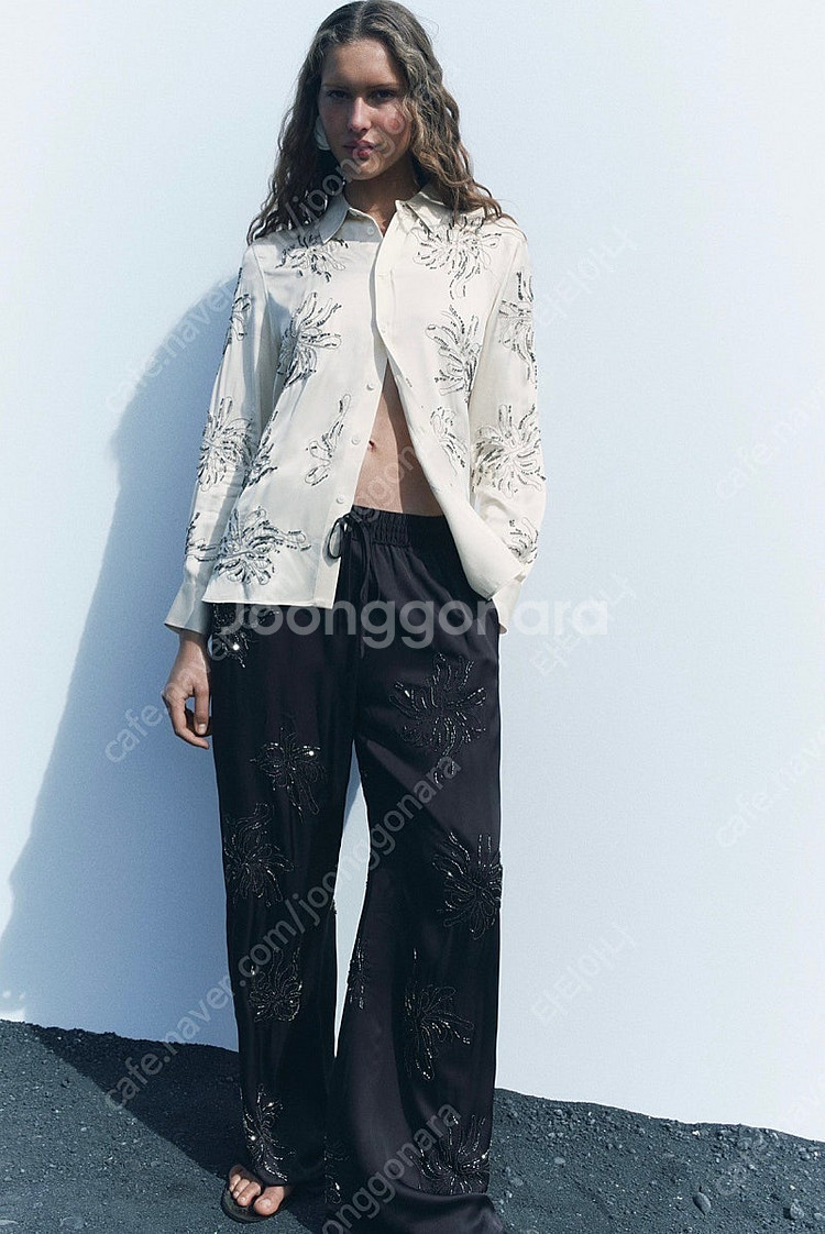 zara 자라 ZW COLLECTION 비즈 자수 셔츠...--0
