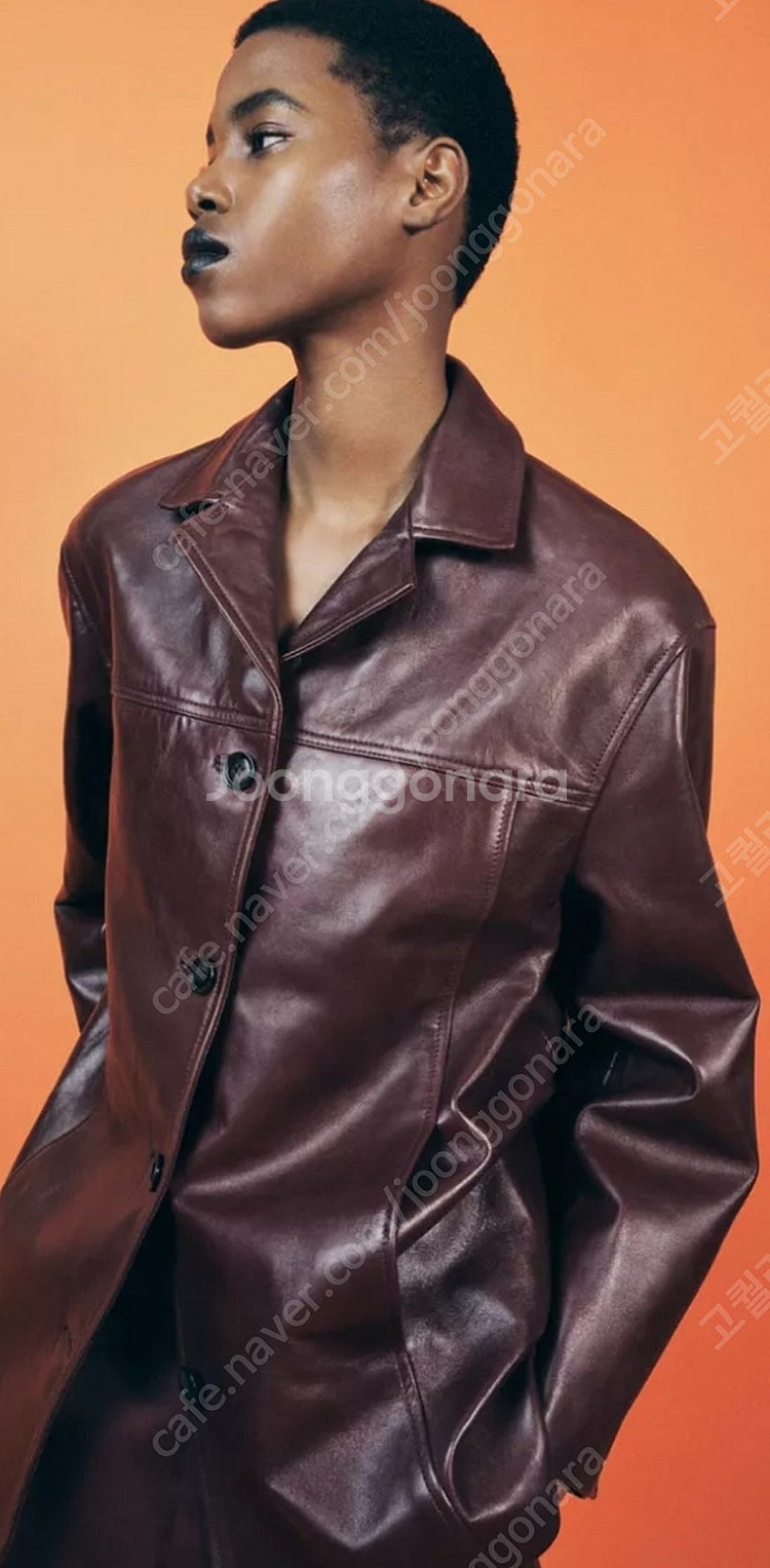 새상품) 자라 리얼 레더 재킷 ZW COLLECTION--2