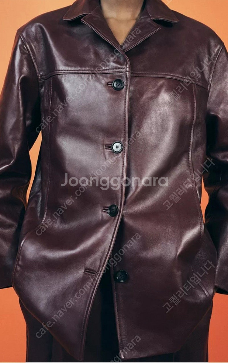새상품) 자라 리얼 레더 재킷 ZW COLLECTION--4