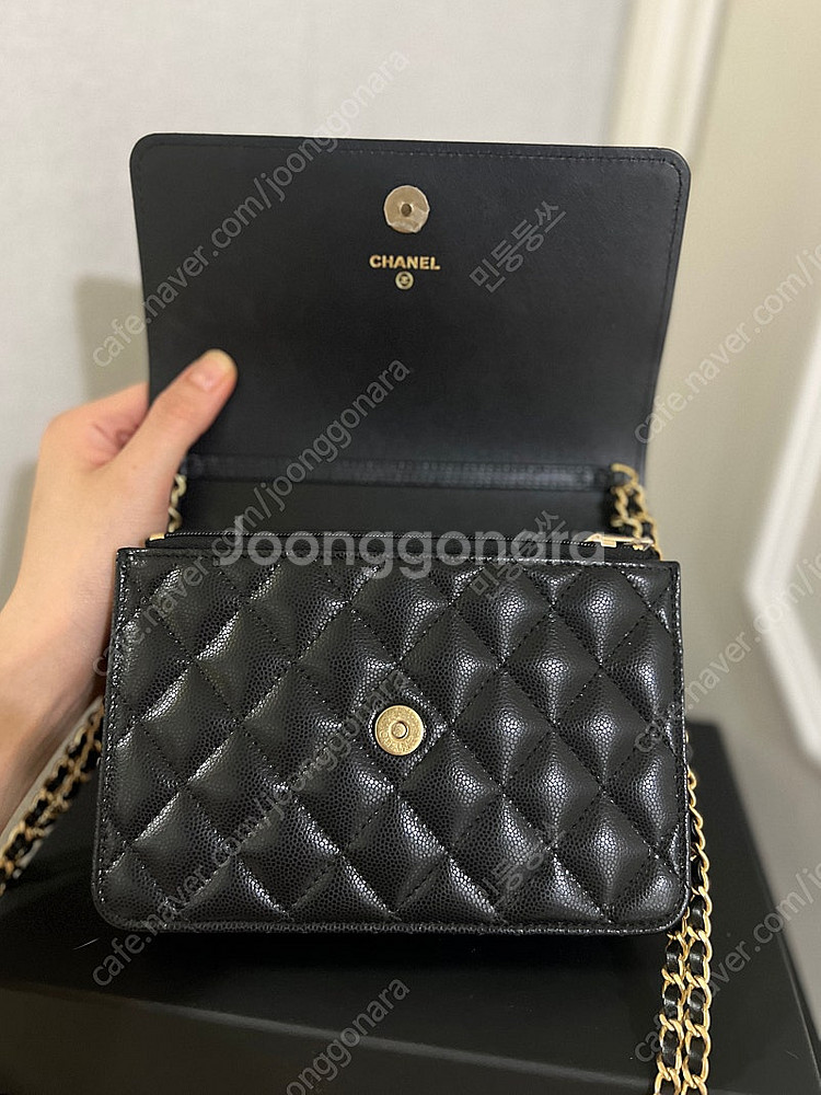 샤넬 플랩백woc 블랙 금장 내장칩--5