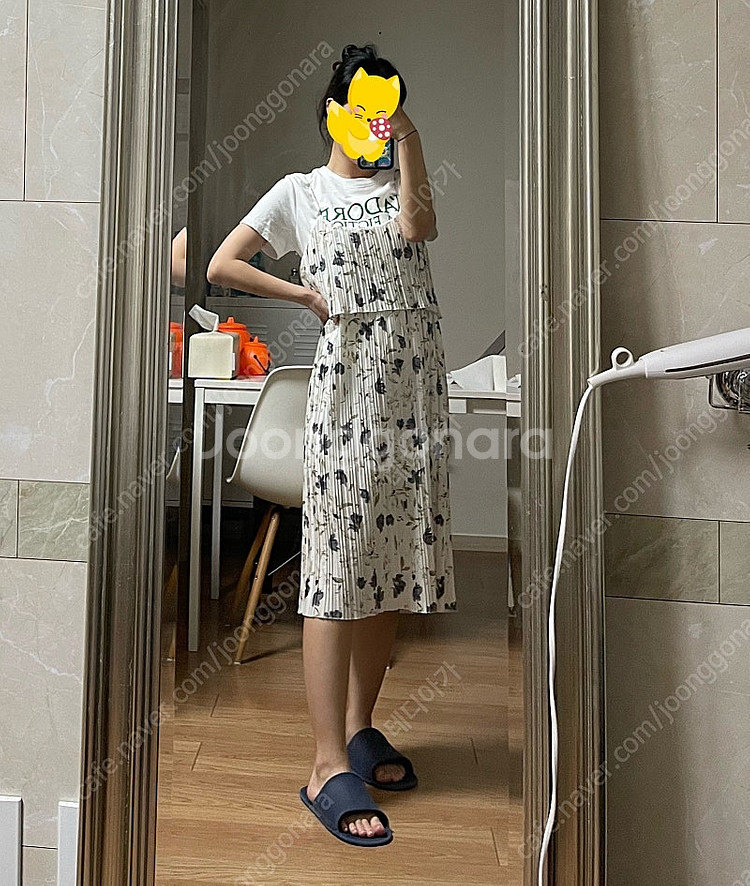 주름지지않는 레이어드원피스 플라워패턴 원피스 미디원피스...--1