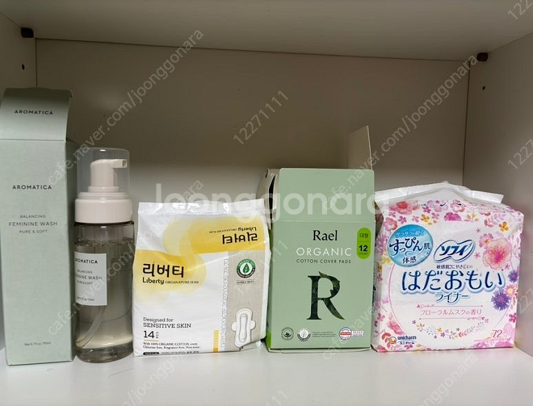 아로마티카 퓨어 앤 소프트 여성청결제 170ML+라엘 생리대 대형 7매+리버티 오가네이처 슬림 생리대 중형 7매+일...--0