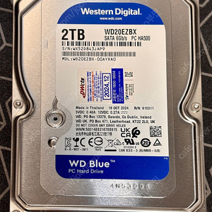 WD BLUE HDD 2TB 거의 새거 WD20EZBX
