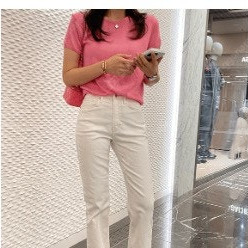 로니엘 화이트 일자부츠컷 라지 택포15000