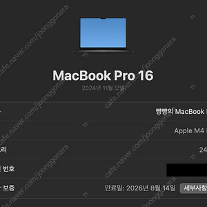 맥북프로 M4 16인치 기본형 영문자판 팝니다