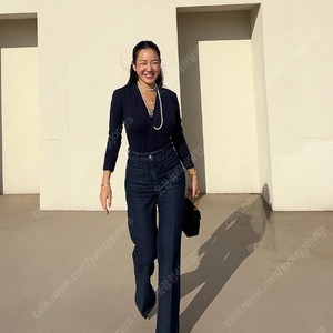 매니모어몽 진청 +5cm 롱 하이웨스트 데님진