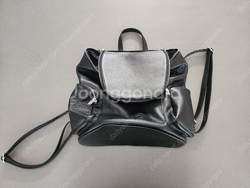 Italian leather back pack blac...--1