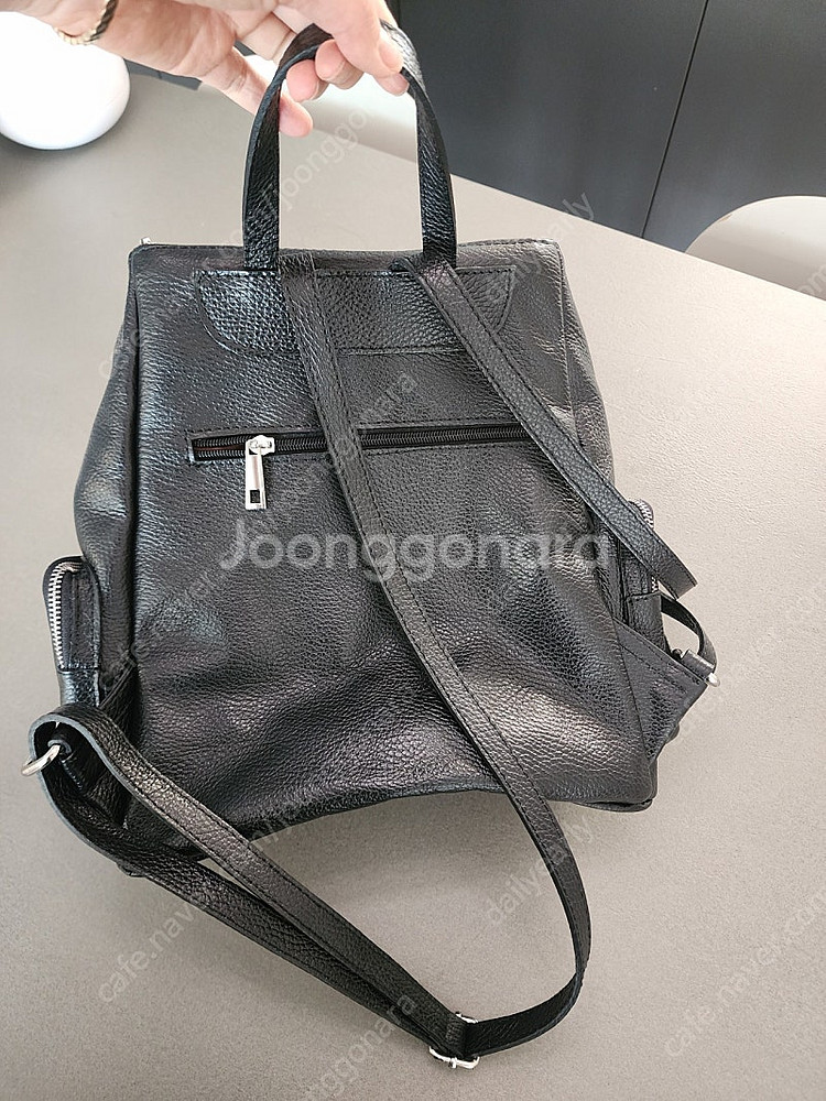Italian leather back pack blac...--2