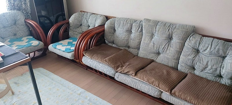 등나무 쇼파 소파 협탁 거실테이블 빈티지 앤틱 라탄--1