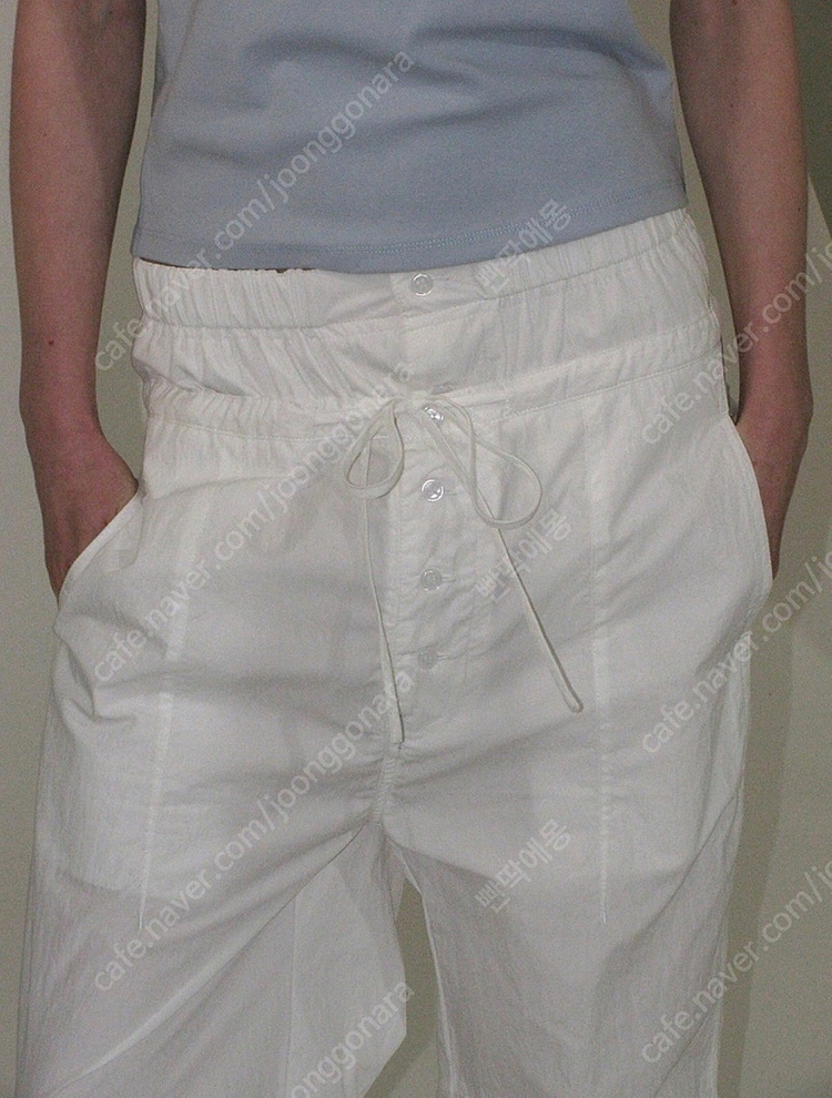 파르티멘토 더블 웨이스트 파라슈트 팬츠 화이트 레이어드 나일론바지 M--4