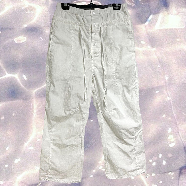 파르티멘토 더블 웨이스트 파라슈트 팬츠 화이트 레이어드 나일론바지 M--6