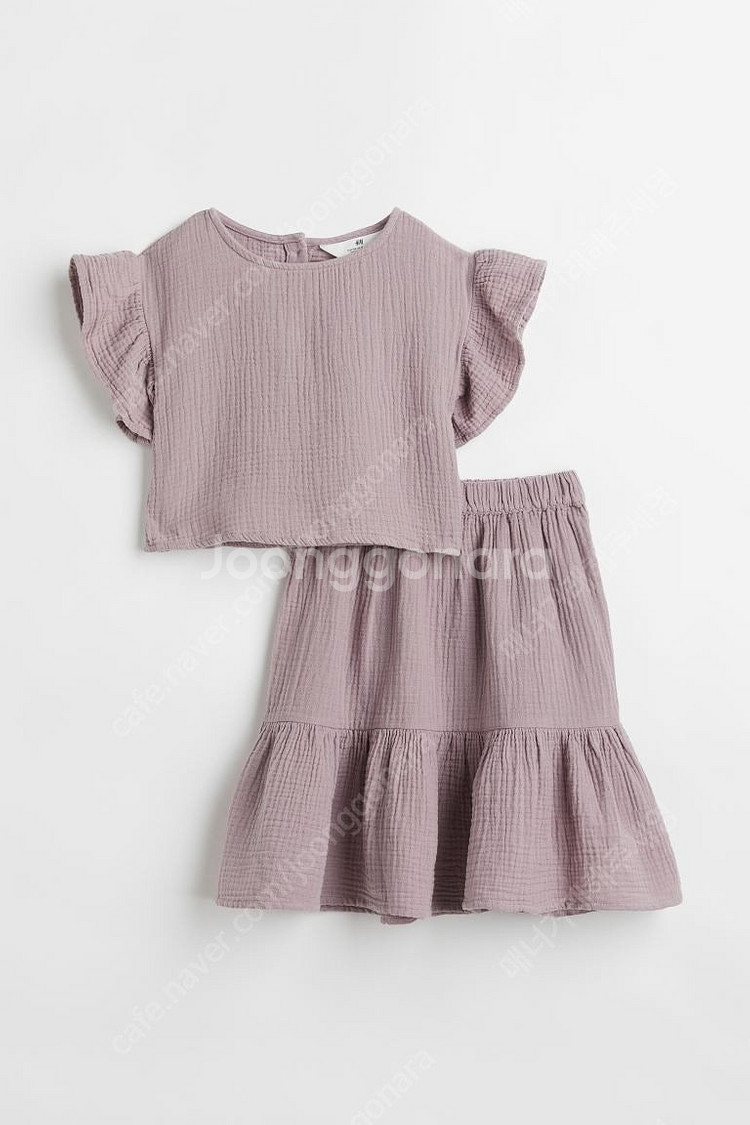 H&M 100% 오가닉 여아 블라우스 + 치마 셋업 새...--0