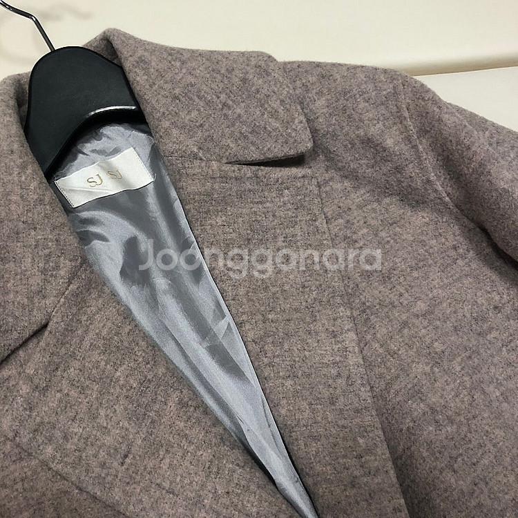 한섬 SJSJ 고급 울 벨트 멜란지핑크 코트 울자켓 하...--3