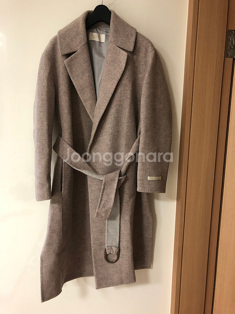 한섬 SJSJ 고급 울 벨트 멜란지핑크 코트 울자켓 하...--7