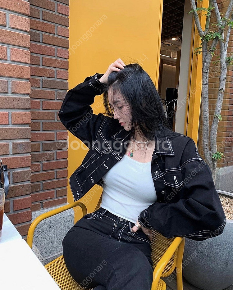 *무료배송*페일제이드 크롭 스티치블랙 자켓/파인체리--0