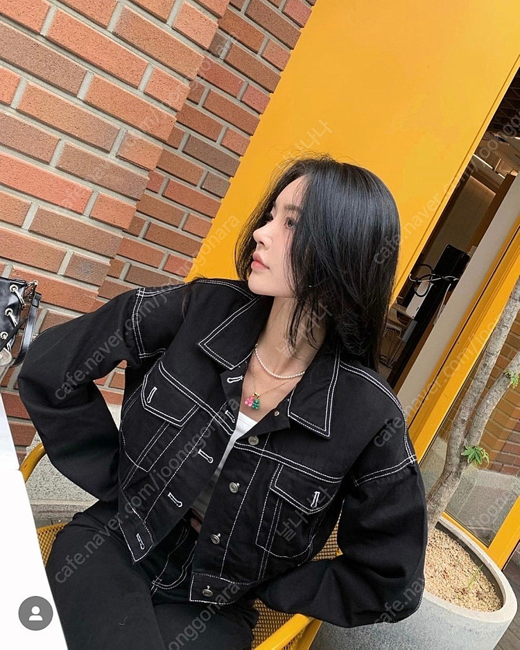 *당일배송*페일제이드 크롭 스티치블랙 자켓/파인체리 이미지