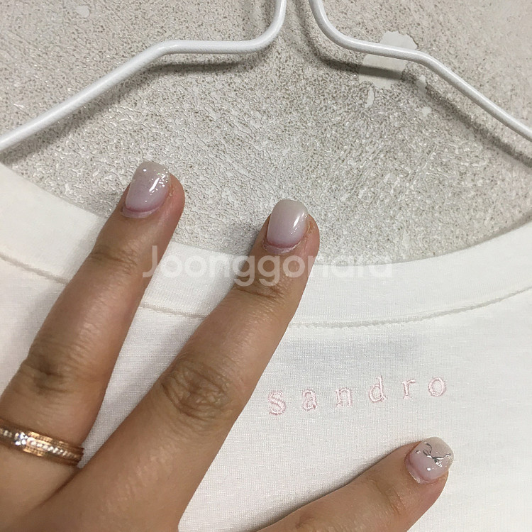 SANDRO 산드로 레터링 아일렛 티셔츠 55 / 랑방...--5