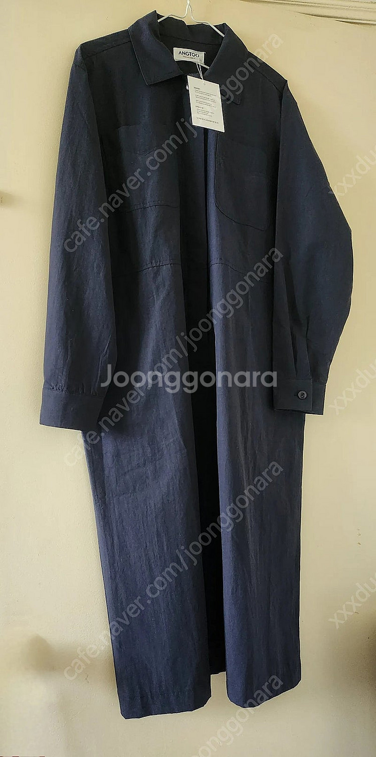 새상품/베이지/네이비/루즈핏 캐쥬얼 포켓 셔츠 롱원피스 오버핏 주머니 긴팔--8