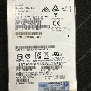 HP MO1600JEFPC 서버용 SAS SSD HGST 12Gbps 1.6TB eMLC HUSMM1616ASS204 엔터프라이즈 기업용