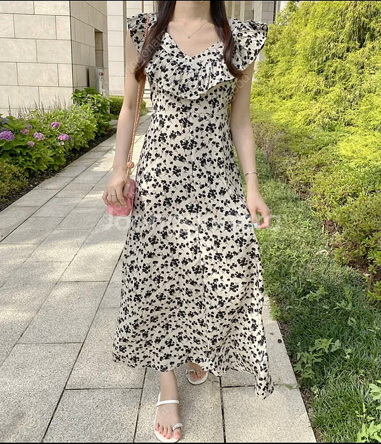 플라워 프릴 롱원피스 휴양지·데이트룩 강추--2