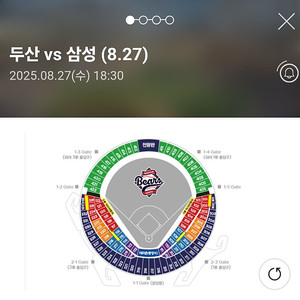 1등명당) 8월27일 두산베어스 vs 삼성라이온즈 1루 오렌지석 207블럭 4연석