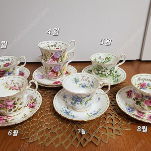 앤틱 영국로얄알버트 먼슬리 월별찻잔(1조값