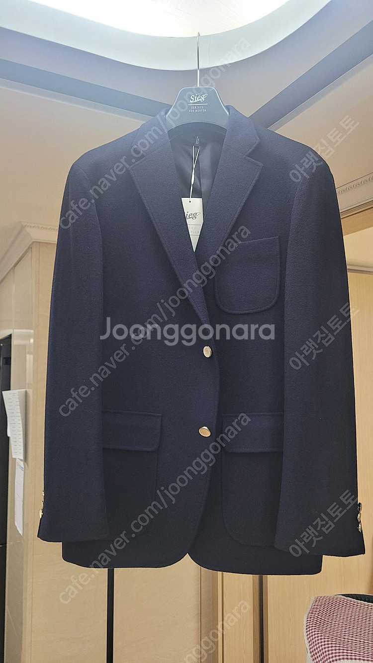 지이크 네이비 클래식 금장단추 울 블레이져 자켓--0