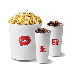롯데시네마 스위트콤보 (팝콘L+음료 2잔) 8900원 팝콘맛 변경가능(추가금 현장결제)
