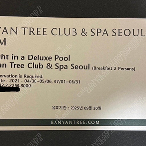 반얀트리 호텔 디럭스 풀 객실 숙박권 조식포함