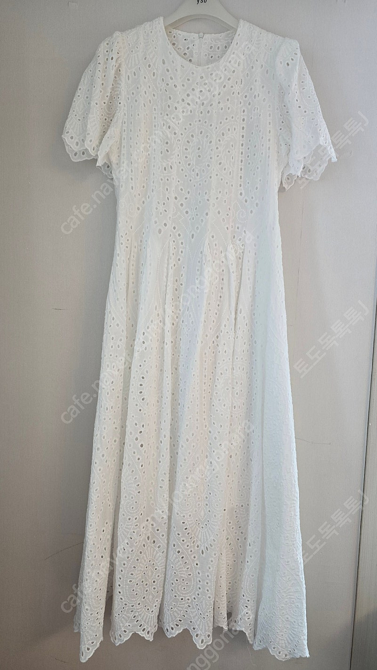 설프웨딩 가족사진 화이트 아일렛 펀칭 원피스 55~66--0