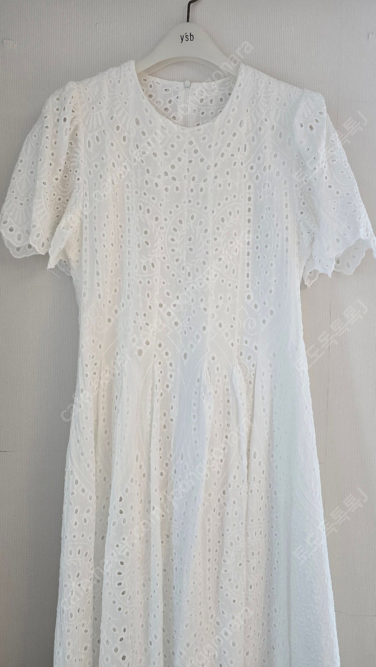 설프웨딩 가족사진 화이트 아일렛 펀칭 원피스 55~66--2