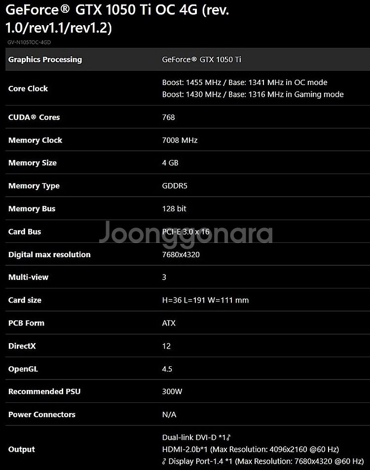 [판매중] (대구) 기가바이트 GV-N105TOC-4G...--1