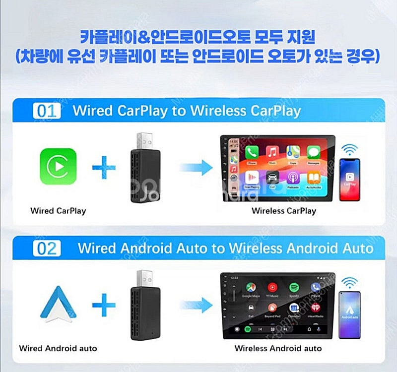 무선 애플 카플레이 & 안드로이드 오토 2in1 USB...--1