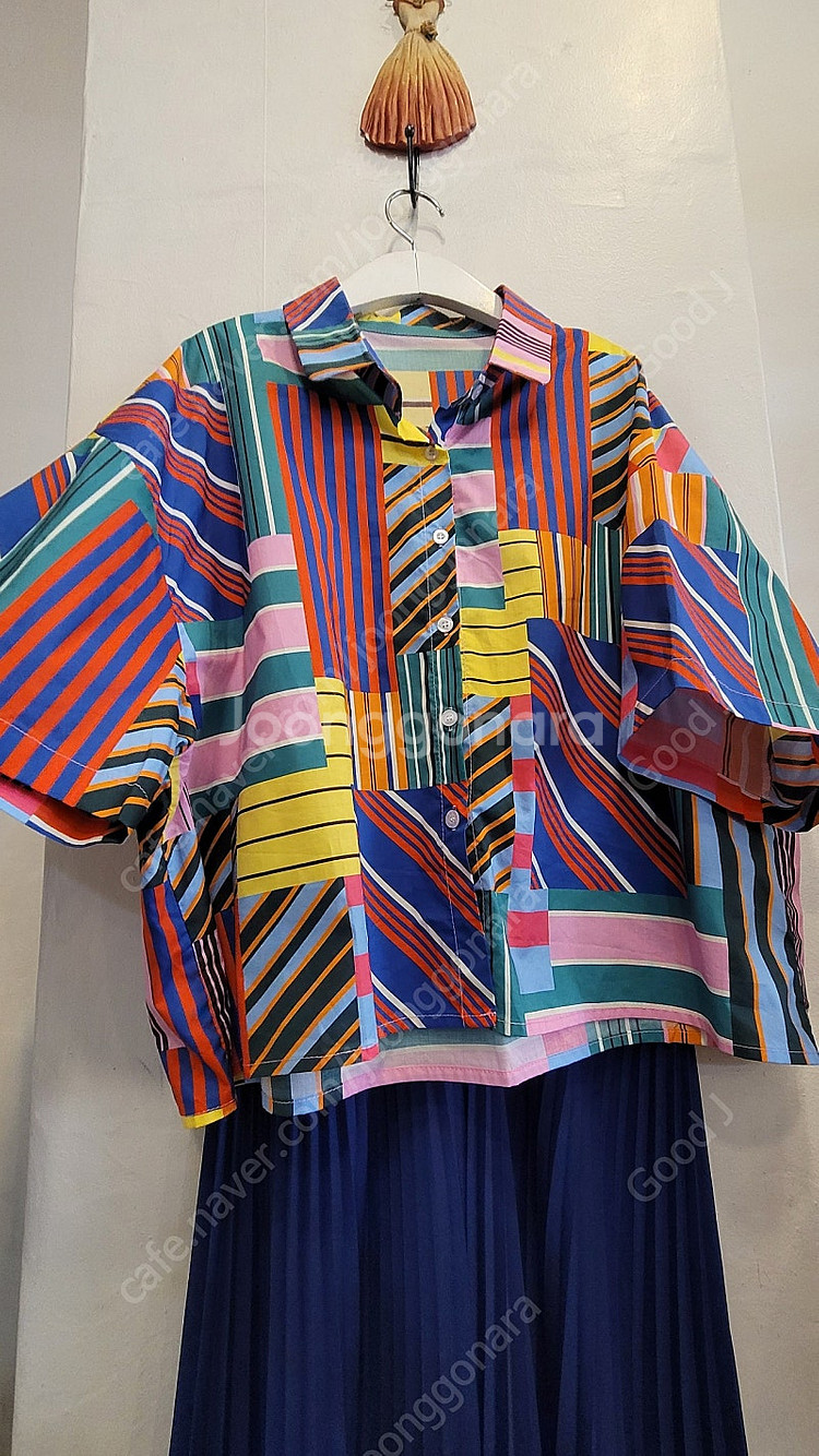 컬러 체크 루즈핏셔츠. 2. 플리츠 와이드 치마바지--2