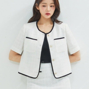 로엠 배색 트위드 자켓스커트 셋업