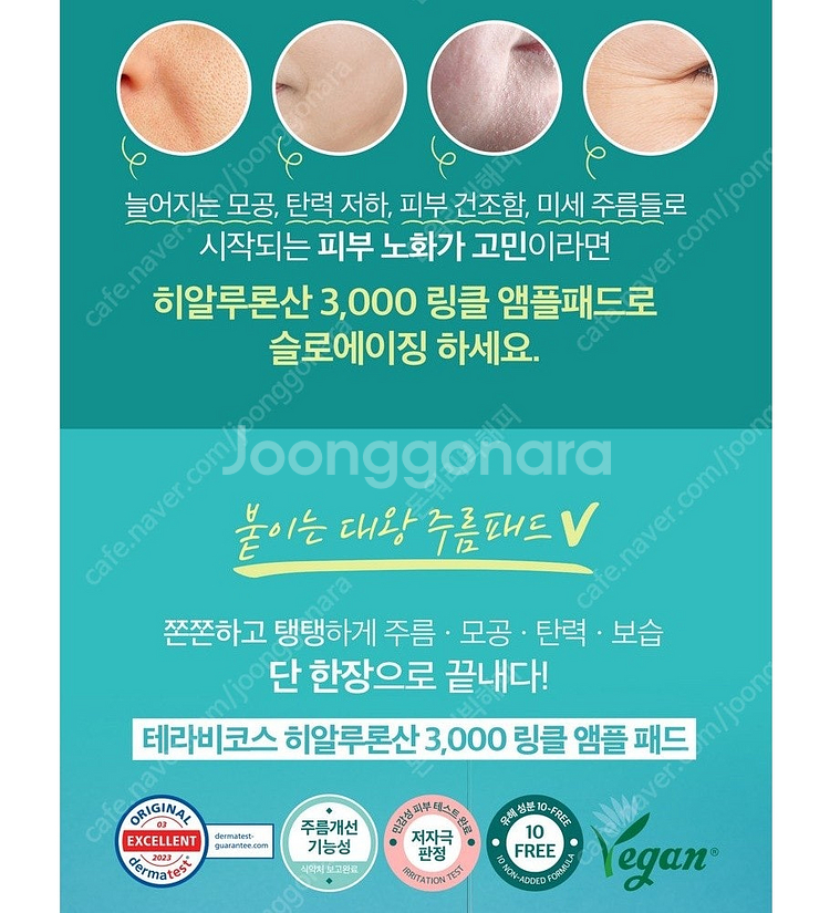 테라비코스 히알루론산 3,000 링클 앰플 패드 220...--3
