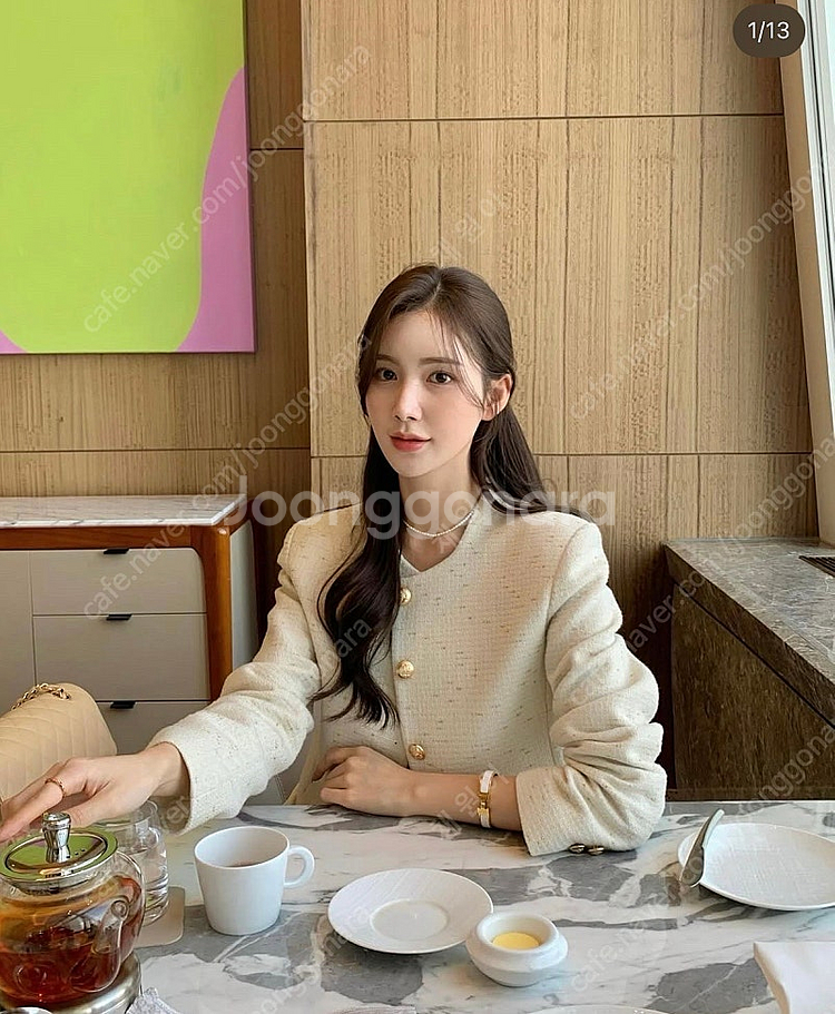 르옐 콜미옐 트위드자켓 핑크, 아이 새상품 리에뜨 소버...--2