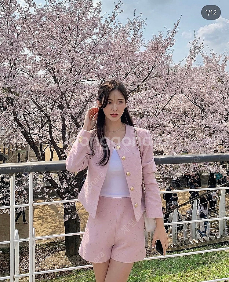 르옐 콜미옐 트위드자켓 핑크, 아이 새상품 리에뜨 소버...--5